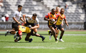 PNG Kumuls in action against New Zealand during the World Cup 9s at Sydney's Bank West Stadium. 19 October 2019.