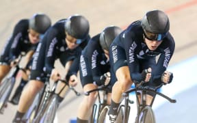 New Zealand women's pursuit cycle team 2017.