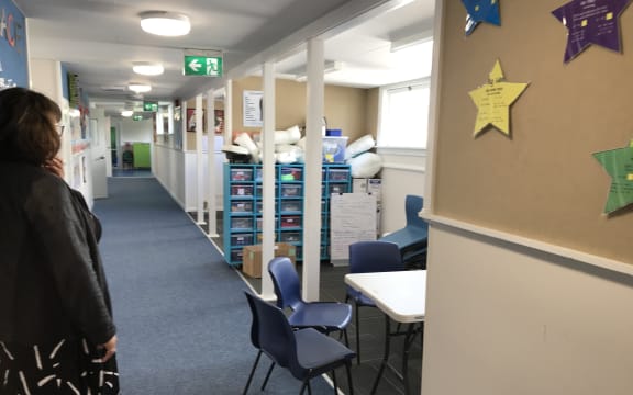 Tautoro School pupils learn to sew in this hallway.