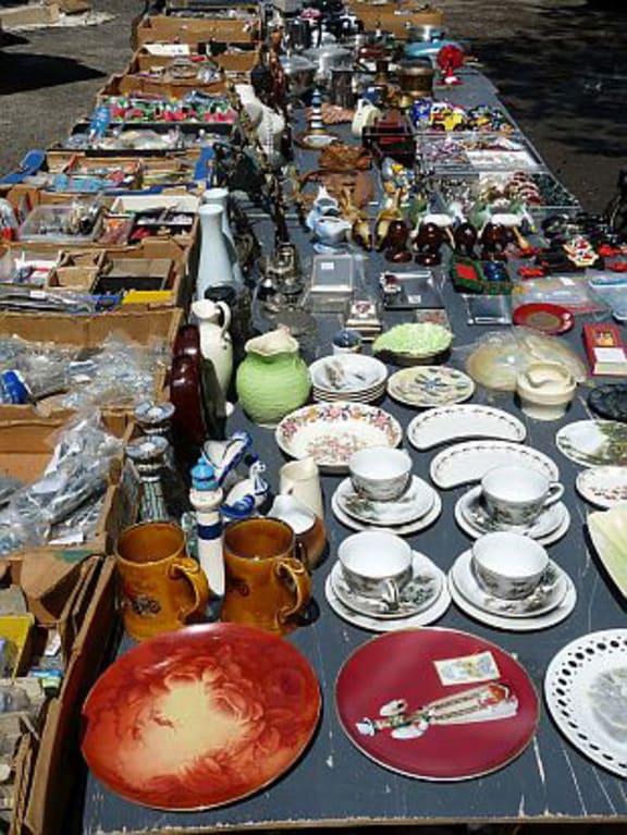 Plate stall at the market