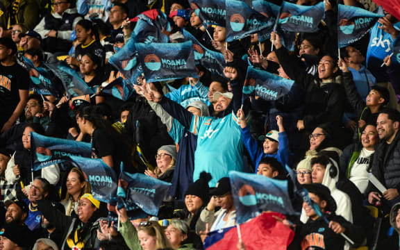 Moana Pasifika fans, crowd and supporters, Hurricanes v Moana Pasifika, round 16 of the Super Rugby Pacific competition at Sky Stadium, Wellington, New Zealand on Saturday 31 May 2025. Photo: Elias Rodriguez / Photosport