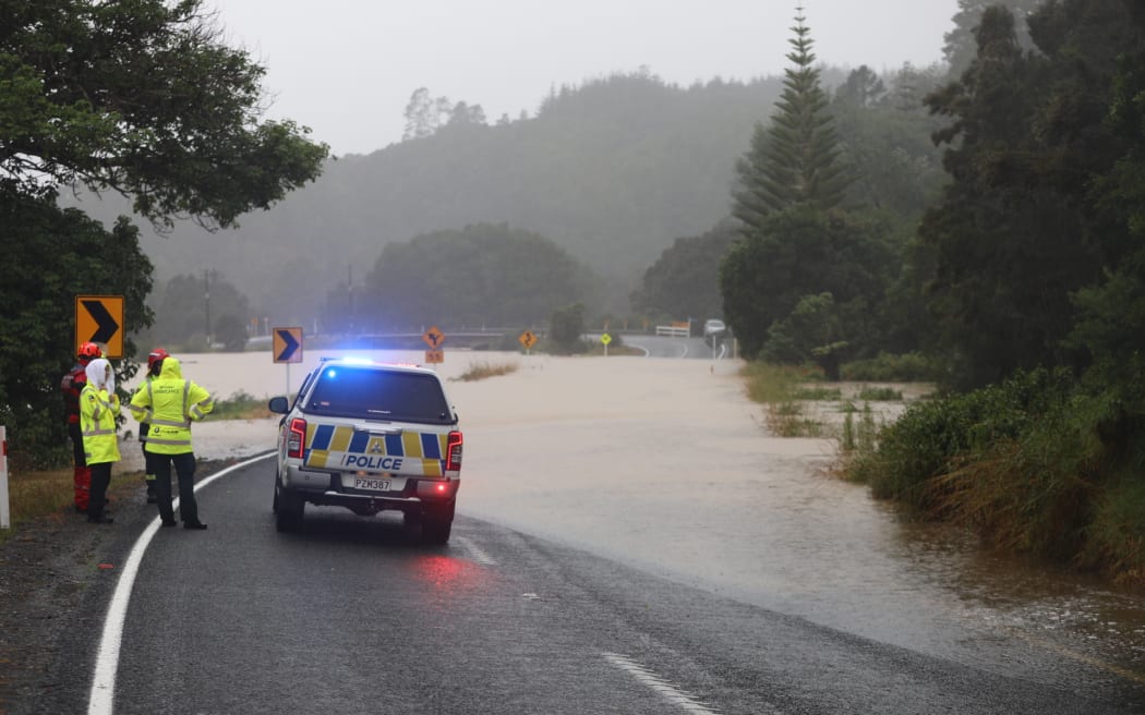 Ngunguru Road between Scow's Landing and Ngunguru Ford Road in Whangārei is closed to all except residents as a portion of the road is covered in flood water.