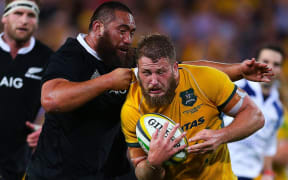Scott Higginbotham during a Bledisloe Cup match between the Wallabies and the All Blacks.