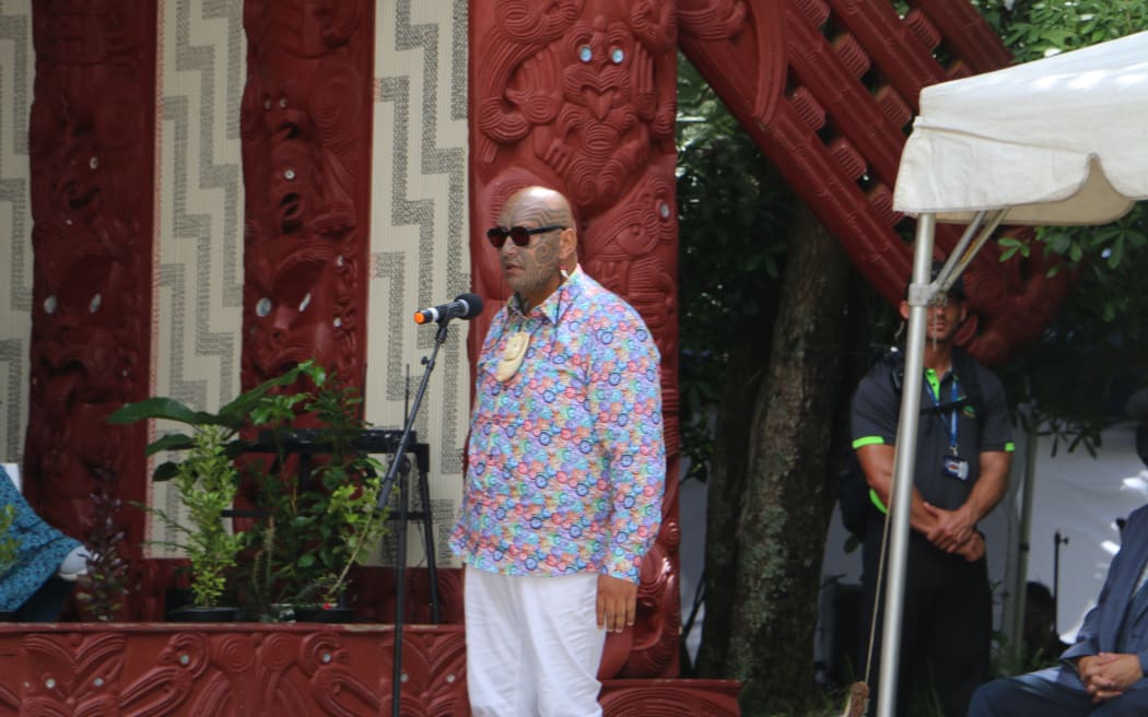 Member for Waiariki, Te Paati Māori Rawiri Waititi speaking at Waitangi in 2023. He told Ngāpuhi to stay strong “in their struggle against this house". "We cannot change the climate we are not gods, but we must change our behaviours and our actions," Waititi said on climate change.