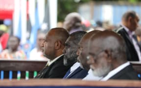 Papua New Guinea Prime Minister James Marape, on the left, attended the swearing-in of the fifth Bougainville House of Representatives.