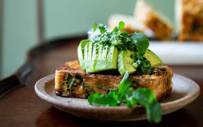 Cheesey herby cornbread with avocado