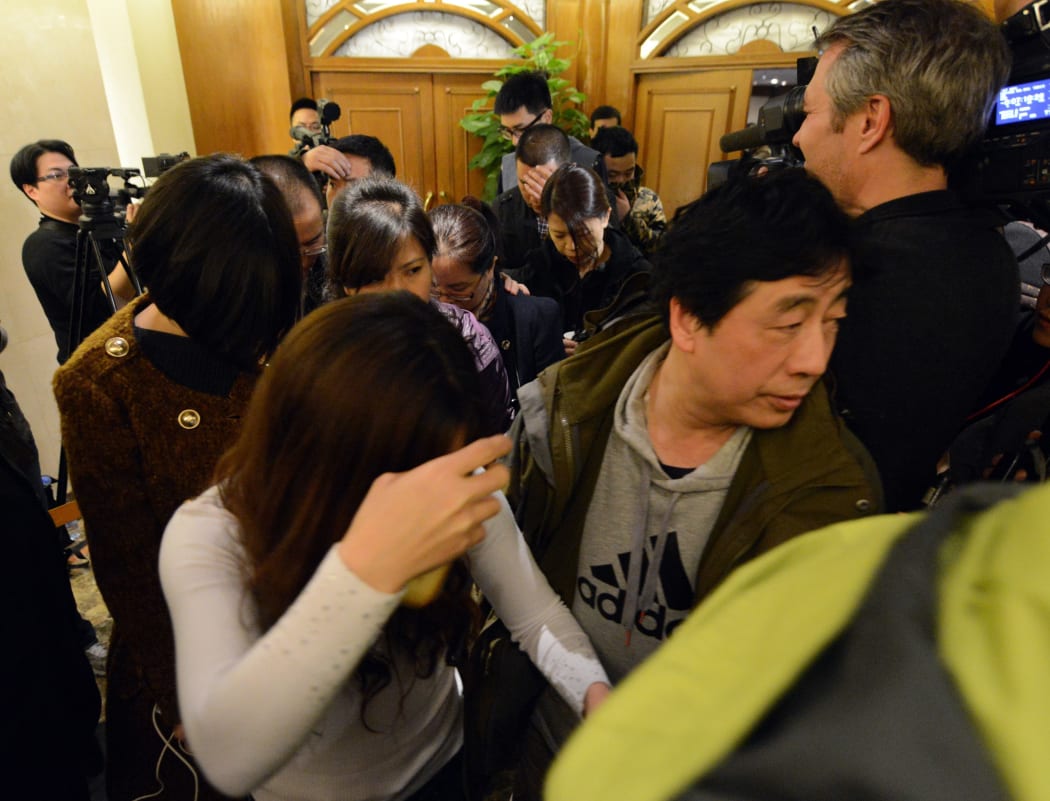 Relatives of Chinese passengers vented their anger at a briefing in Beijing.