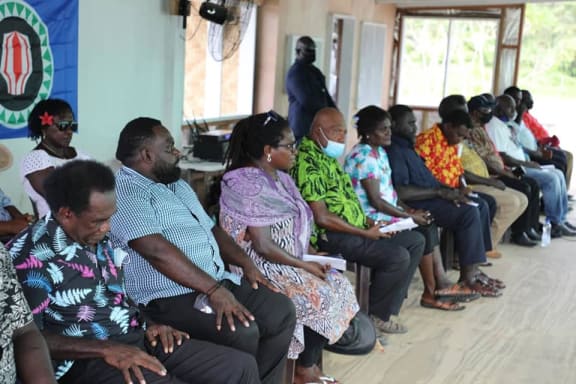 Delegates at talks between Bougainville and Papua New Guinea governments in Kokopo, East New Britain, 16 May 2021.