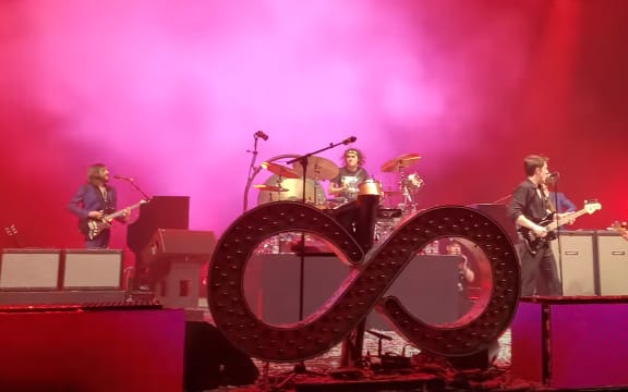 Wellington 22-year-old Taylor Johnston hits the drums for The Killers on stage in Auckland.