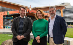 University of Waikato psychology professor Vincent Reid (right) with Natalie Parks and Dr Joshua Myers from the Psychology Centre.