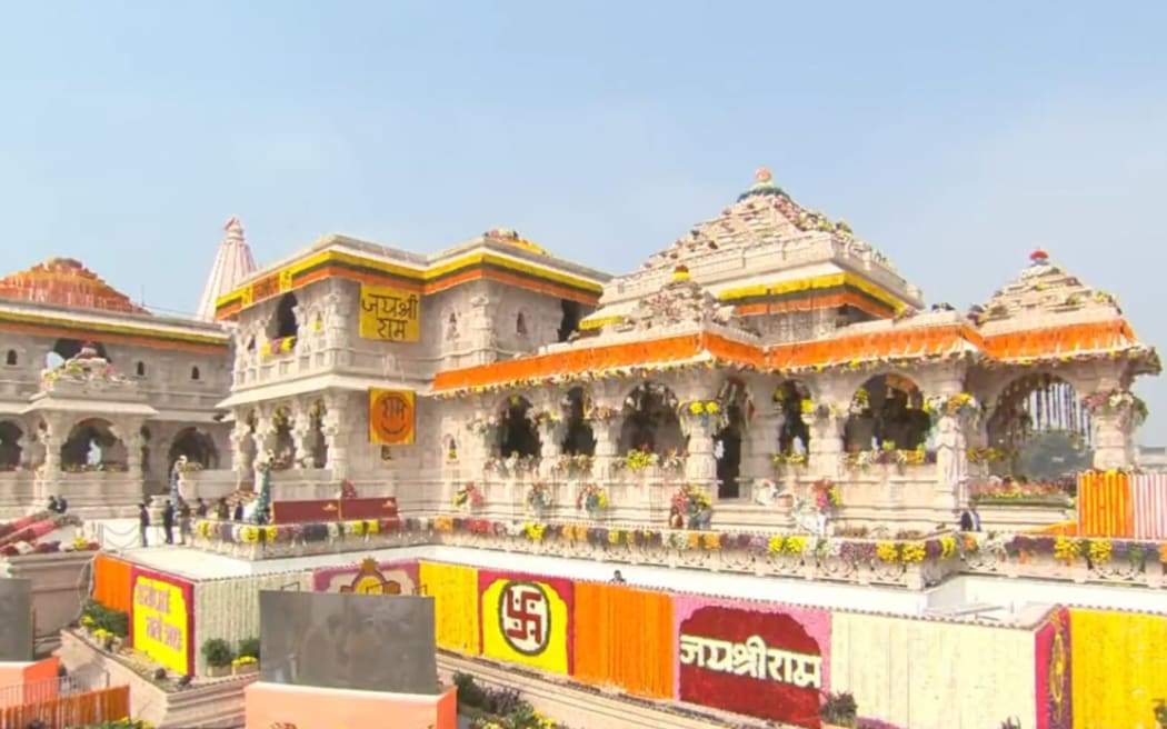 Grand temple to Hindu god Ram in Ayodhya city, India, opens on 22 January 2024.