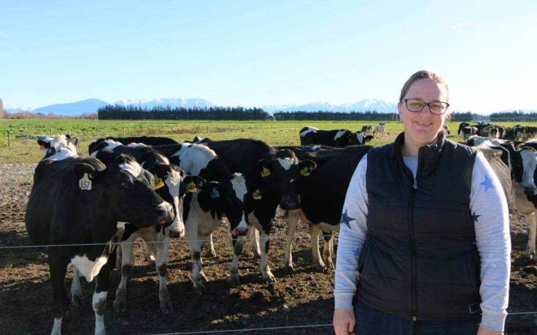 Stacey Stewart on her farm, a year after the Ashburton floods.
