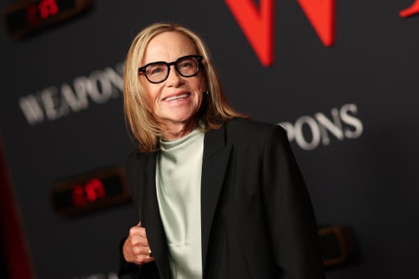 US actress Amy Madigan attends the world premiere of Warner Bros' "Weapons" at the United Theatre on Broadway in Los Angeles on July 31, 2025.