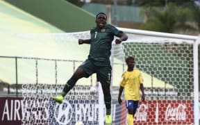 Italian striker Degnand Ngonto celebrates one of his two goals in Italy's 5-0 thumping of Solomon Islands at the FIFA U-17 World Cup in Brazil. 28-10-2019