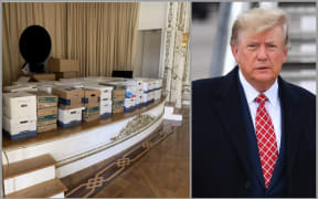 Trump and stored documents in a ballroom