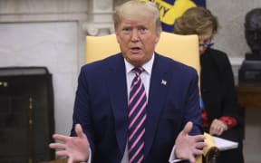 US President Donald Trump speaks as he meets with Paraguayan President Mario Abdo at the White House in Washington, DC, on December 13, 2019.