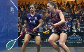 Joelle King and world No.1 Raneem El Welily of Egypt
