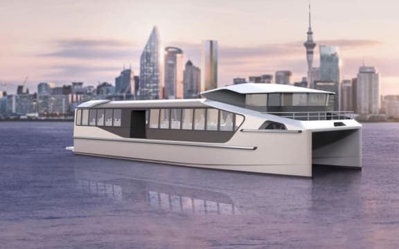 An artist's impression of the electric ferries being built for Auckland.