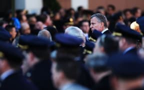 New York Mayor Bill de Blasio attends the funeral procession outside of Christ Tabernacle Church, New York City.