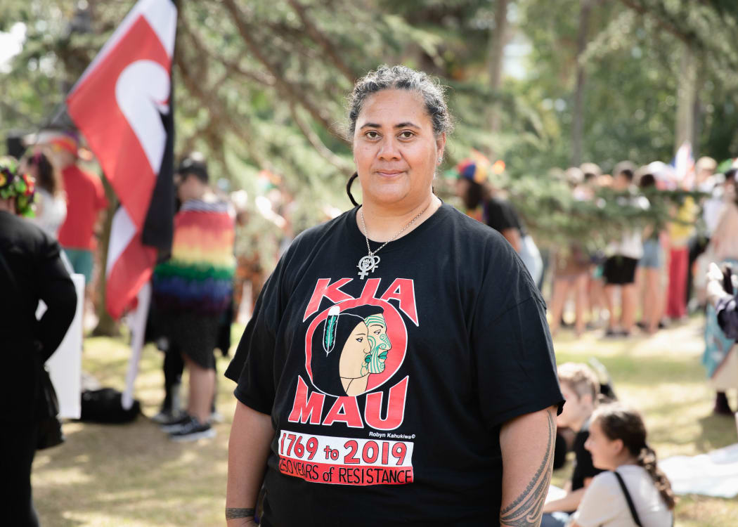 Activist Betty Sio attending OurMarch in Auckland