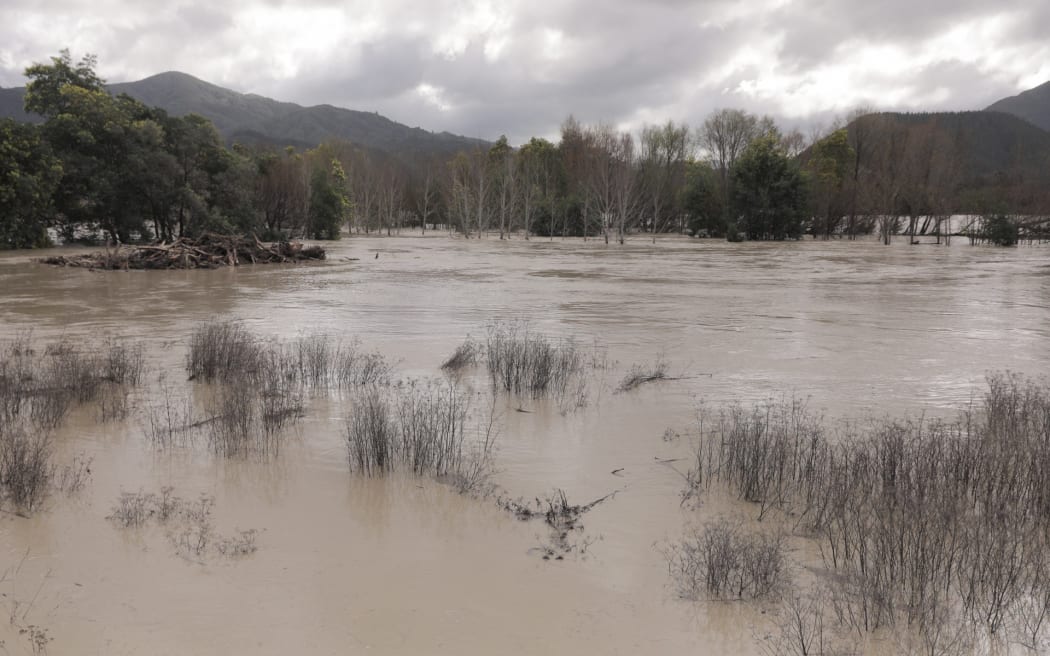 The Wairau River in flood on 20 August, 2022.