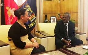 Princess Latufuipeka Tuku'aho and the Governor General of Papua New Guinea, Mr Bob Dadae, KStJ.