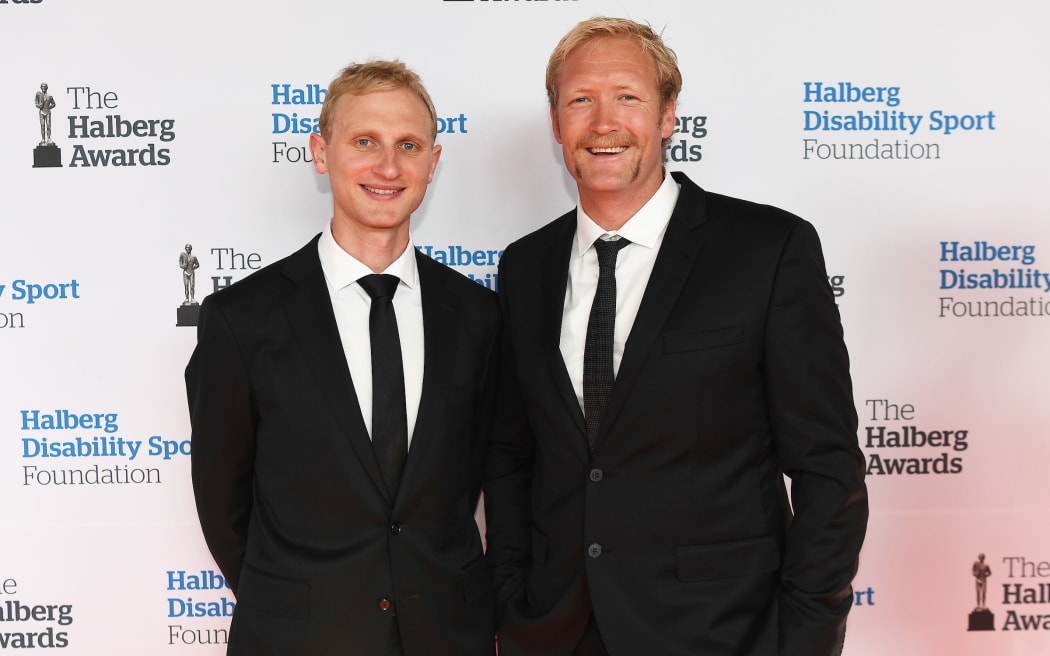 Hamish Bond and Eric Murray on the red carpet at the 54th Halberg Awards in support of the Halberg Disability Sport Foundation in 2017.