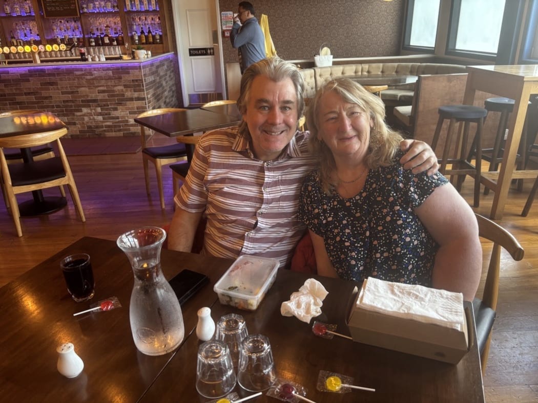 Christmas lunch diners John Kiegan and Thelma Balthiejus