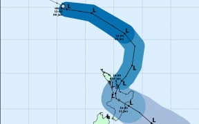 The expected path of Cyclone Hale over the North Island.