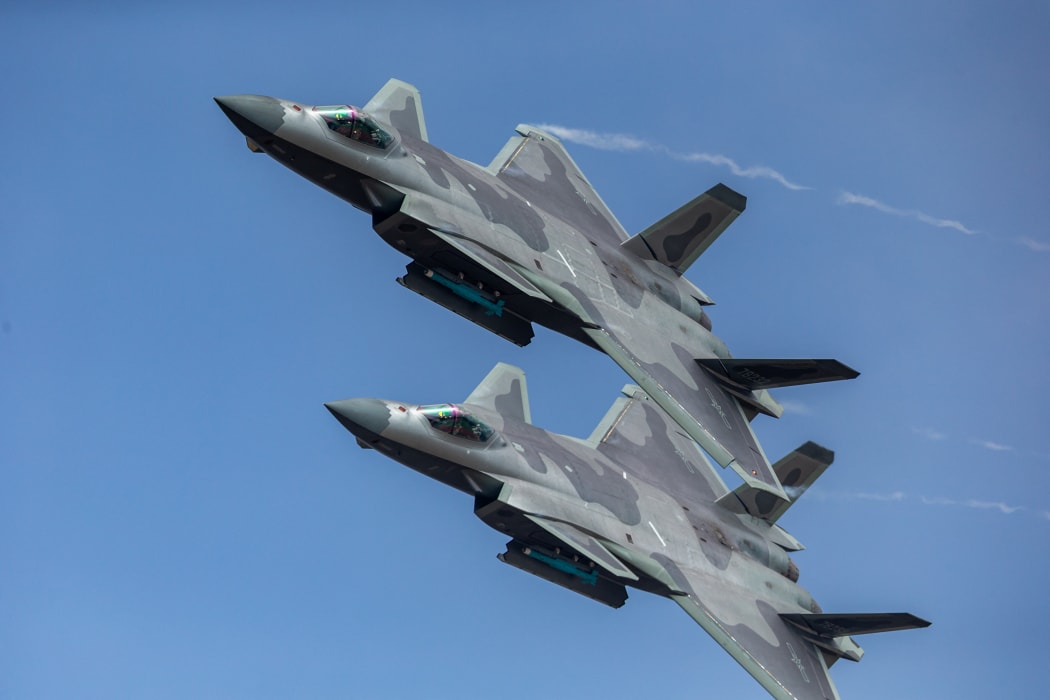 J-20 stealth fighter jets of the Chinese People's Liberation Army (PLA).