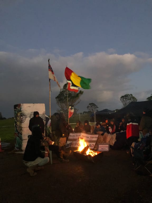 Ihumātao on Tuesday morning after police numbers boosted on Monday night.