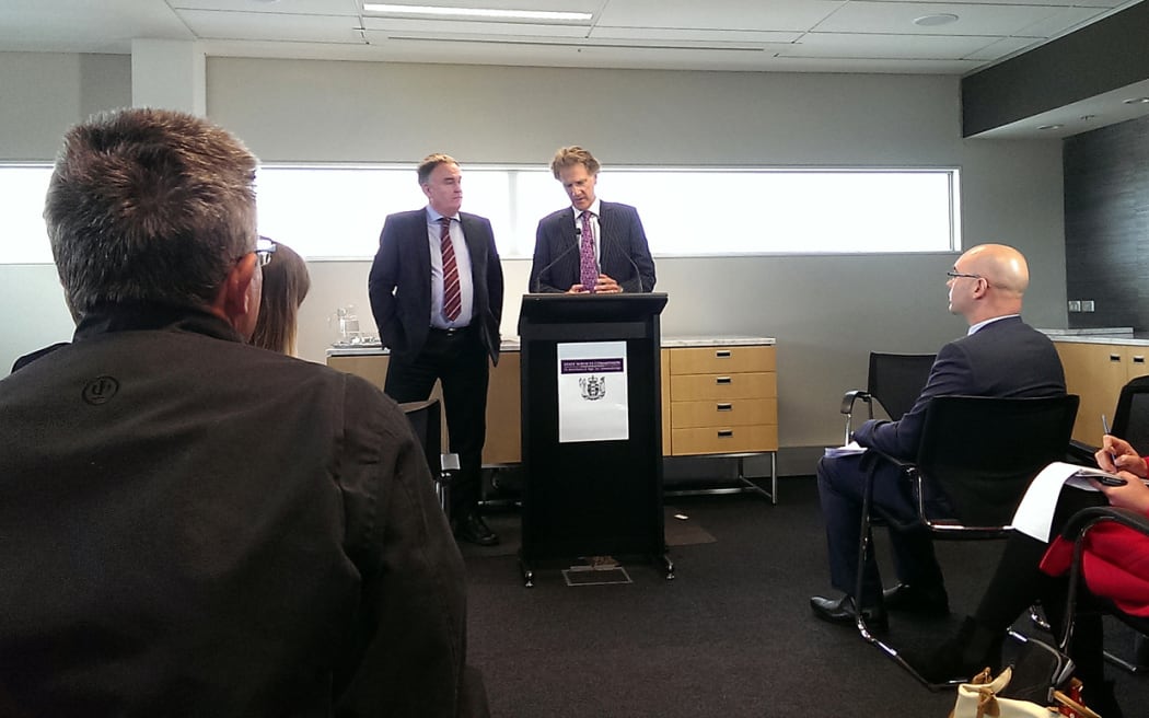 Iain Rennie, left, and Roger Sutton, who  announced his resignation