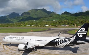 An Air New Zealand flight arrives at Rarotonga International Airport. Photo: Cook Islands News