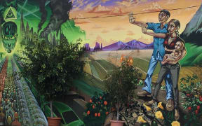 A mural against GMO - genetically modified organisms