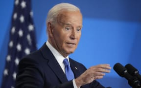 WASHINGTON, DC - JULY 11: U.S. President Joe Biden holds news conference at the 2024 NATO Summit on July 11, 2024 in Washington, DC. NATO leaders convene in Washington this week for the annual summit to discuss future strategies and commitments and mark the 75th anniversary of the alliance’s founding.   Kent Nishimura/Getty Images/AFP (Photo by Kent Nishimura / GETTY IMAGES NORTH AMERICA / Getty Images via AFP)