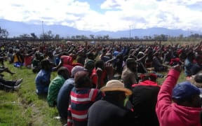 West Papuans show solidarity at a prayer event at Sinapuk Stadium in Wamena.