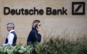 A view of the headquarters of German bank Deutsche Bank in London.