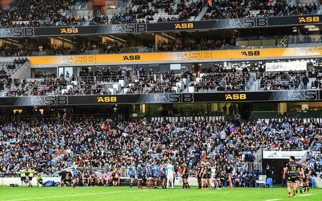Fans and supporters.
Blues v Chiefs, Super Rugby Aotearoa. Eden Park, Auckland,2020.