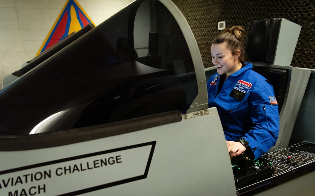 Take off and landing, air to ground at Aviation Challenge for Team Focus on Day 3, Week 1 of the Honeywell Leadership Challenge Academy (HLCA) at the U.S. Space and Rocket Center (USSRC) in Huntsville, Ala. on Tuesday, Oct. 22, 2024.

Bostyn Te Whaiti (NZ)