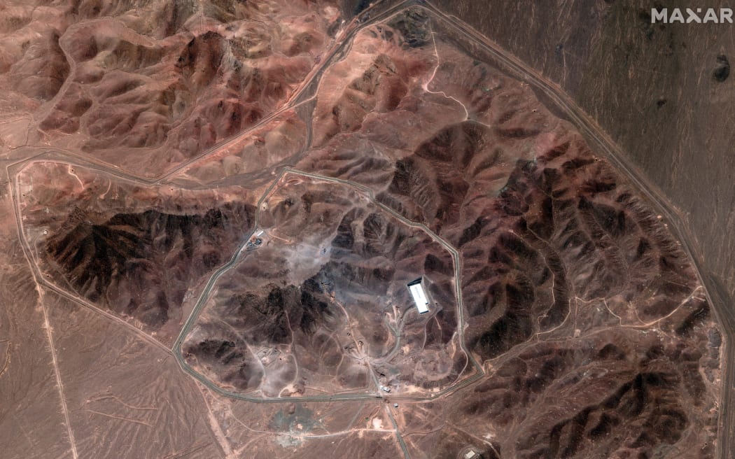 A satellite image provided by Maxar Technologies and dated 29 June shows an overview of the Fordow Fuel Enrichment Plant complex.