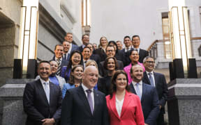 Incoming Prime Minister Christopher Luxon, National deputy leader Nicola Willis and new National MPs.