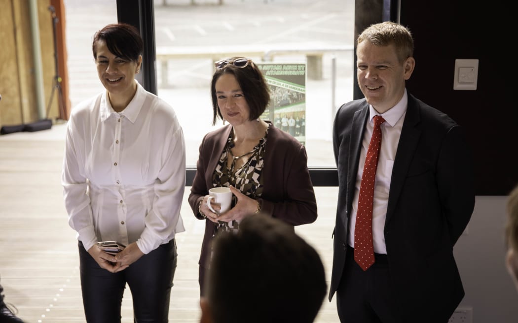 Labour leader Chris Hipkins at Wainuiomata High School