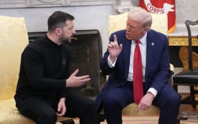 US President Donald Trump and Ukrainian President Volodymyr Zelensky meet in the Oval Office at the White House on 28 February 28, 2025 in Washington, DC.