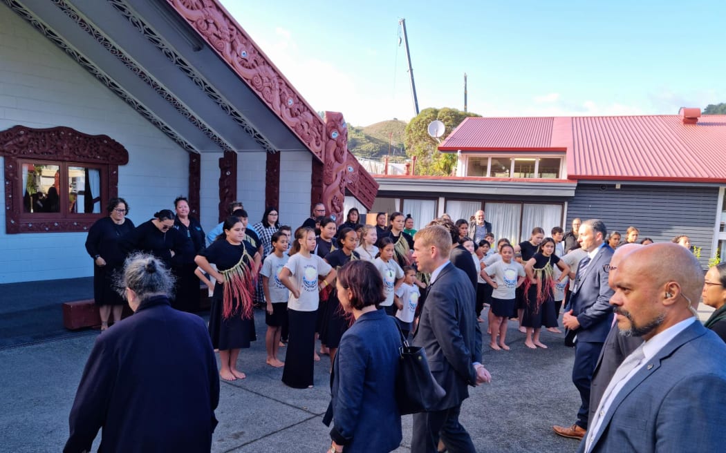 Prime Minister Chris Hipkins visited Orongomai Marae in Upper Hutt this morning where he was welcomed with a pōwhiri.