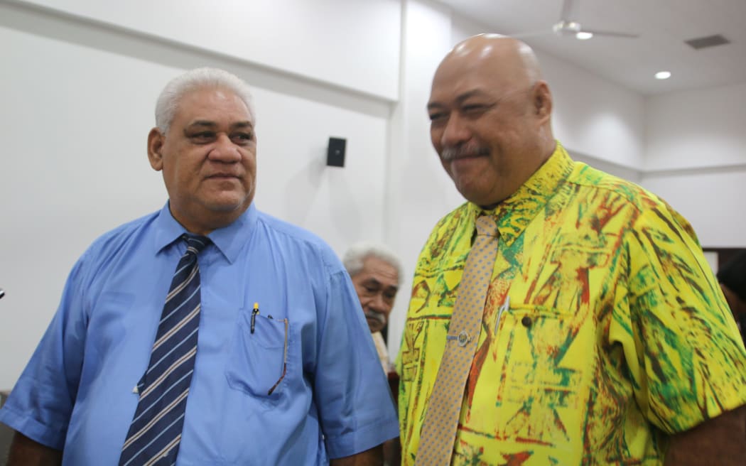 Ale Vena Ale, left, and the associate Minister of Communications and Information Technology, Lealailepule Rimoni Aiafi.