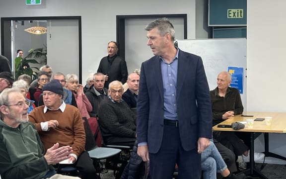 Tauranga City Council CEO Marty Grenfell after escorting Murray out. Photo: Alisha Evans/SunLive. [via LDR Single use only]