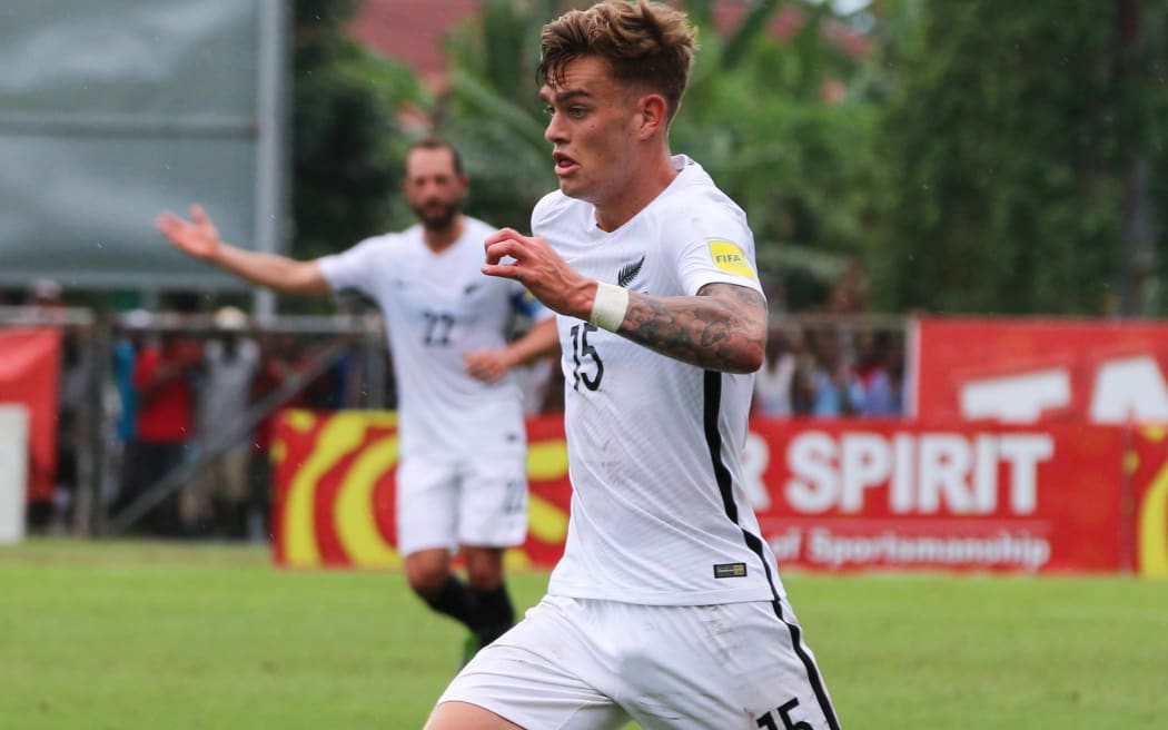 Goal scorer Myer Bevan in action for the All Whites