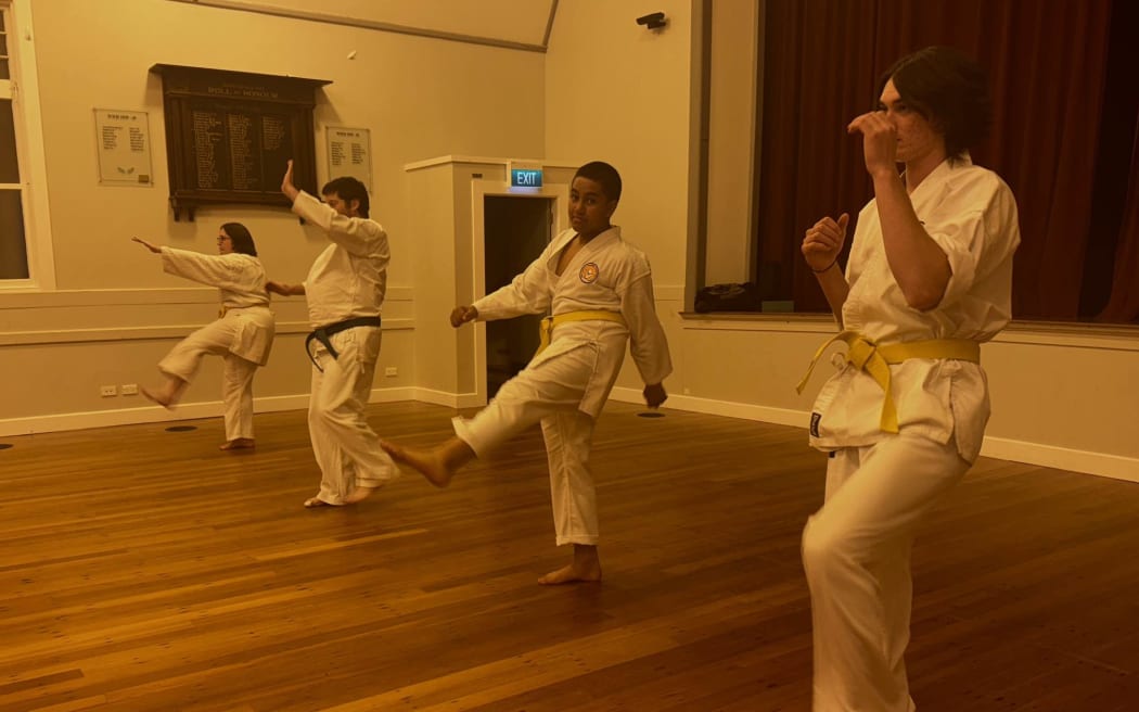 Club members practising at a NZ Disability Karate Association class in Khandallah