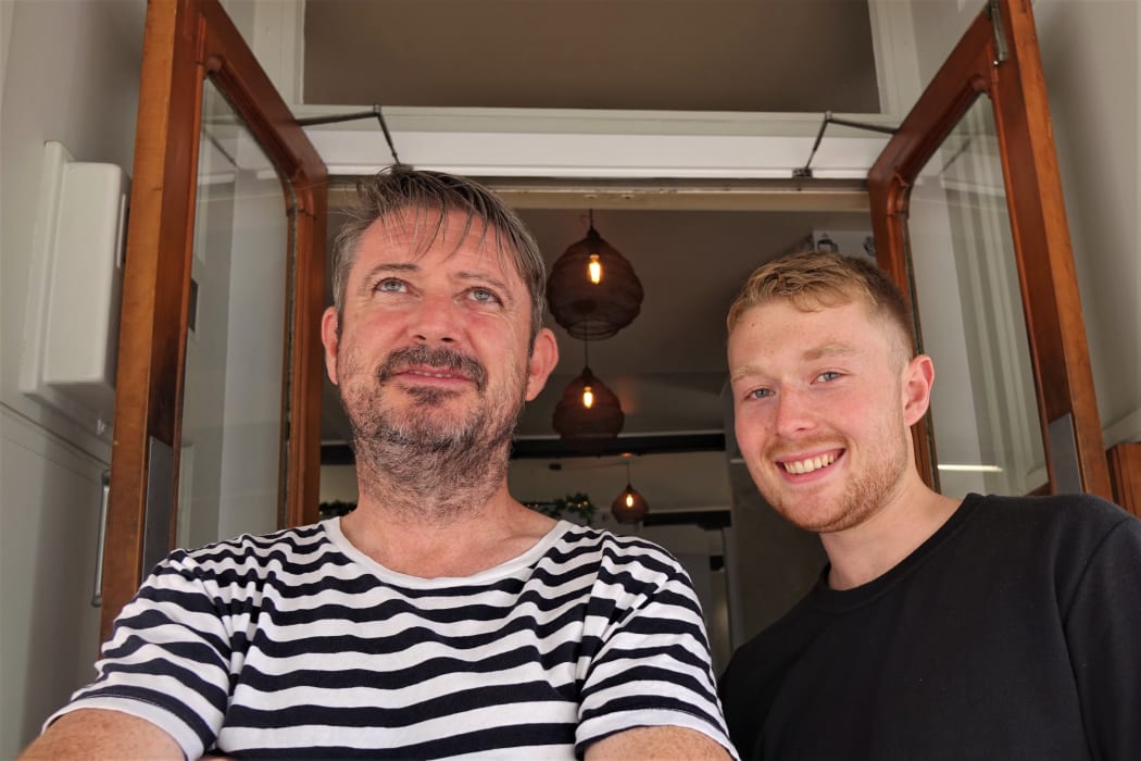 Cafe owner Gary Warner and Callum Webb who is on a working holiday from the UK.
