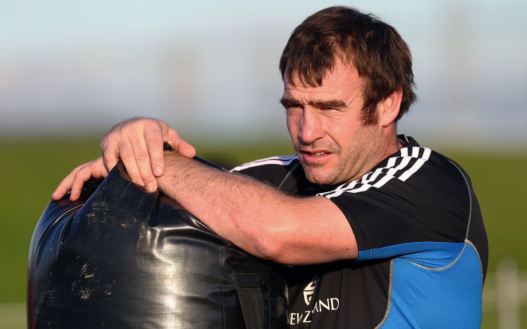 Andrew Hore in his professional playing days at an All Blacks training.